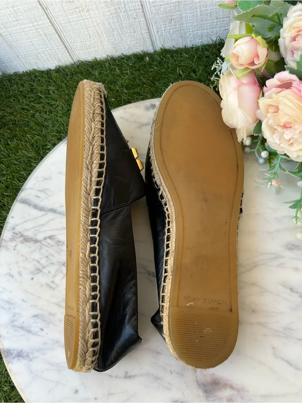 TORY BURCH Eleanor espadrilles Color: Perfect Black size 6.5 gently used